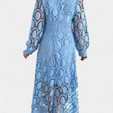 Jovie Vestido Midi de Encaje Bordado con Cuello Alto