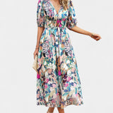Georgina Vestido Midi Floral con Escote en V