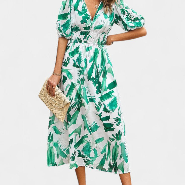 Georgina Vestido Midi Floral con Escote en V