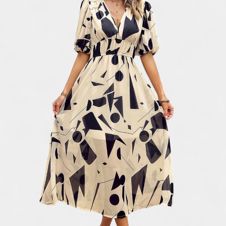 Georgina Vestido Midi Floral con Escote en V