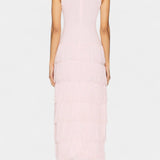 Kalani Vestido Maxi con Flecos en Capas y Abertura Lateral