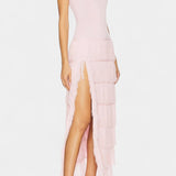 Kalani Vestido Maxi con Flecos en Capas y Abertura Lateral