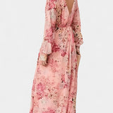 Amaliya Vestido Maxi Boho Floral con Mangas Largas y Cintura Definida