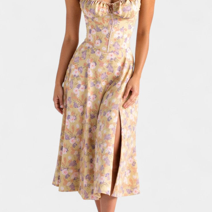 Flora Vestido Midi A-Line con Corsé