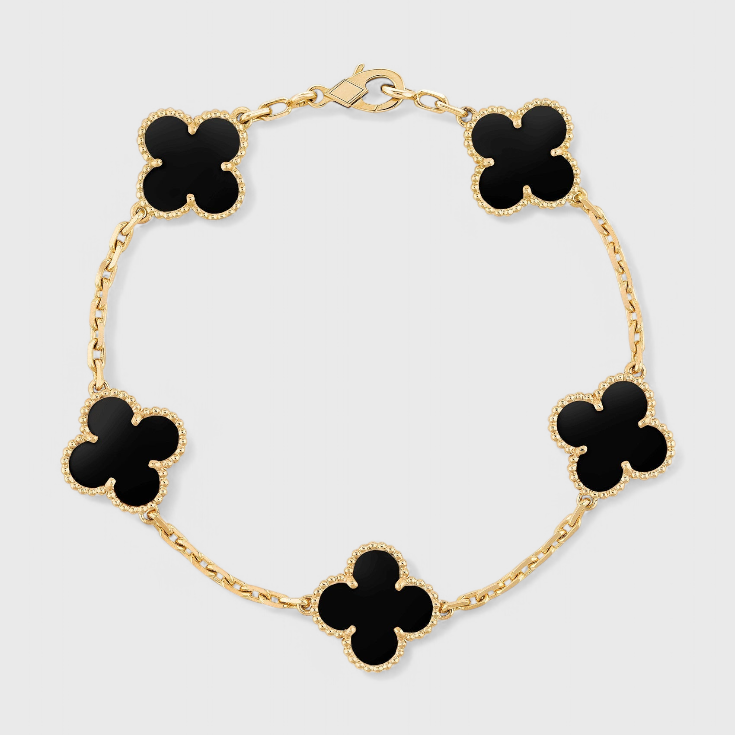 Pulsera con Motivo de Trébol y Elegancia Baño de Oro