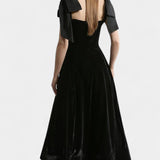 Ajla Vestido Midi de Terciopelo sin Tirantes con Lazo