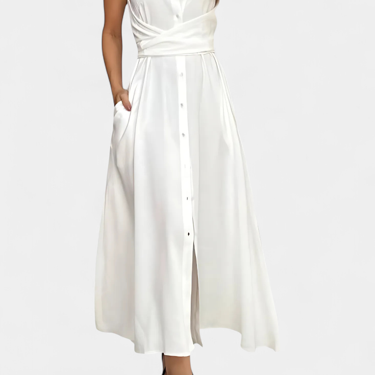 Meryl Vestido Camisero con Botones y Lazo Ajustable