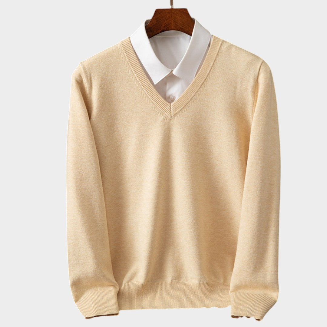 Manuel™ | Suéter de hombre de puro cachemir con cuello en V
