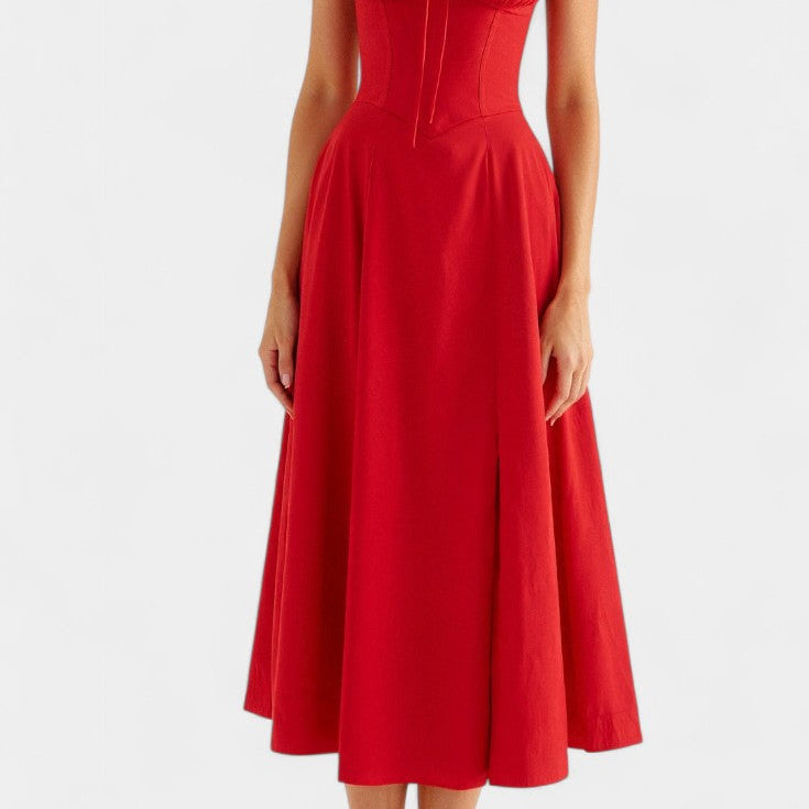 Flora Vestido Midi A-Line con Corsé