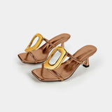 Tacones Metálicos de Punta Cuadrada