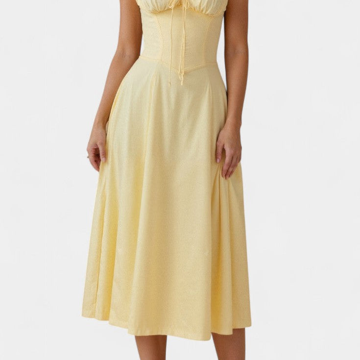 Flora Vestido Midi A-Line con Corsé