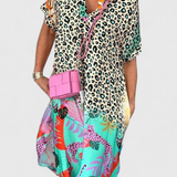 Gala Vestido Boho Casual con Estampado de Leopardo y Escote en V