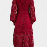 Jovie Vestido Midi de Encaje Bordado con Cuello Alto