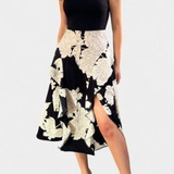 Raquel Vestido con Top de Punto y Falda Floral con Abertura