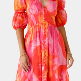 Essja Vestido Maxi de Manga Abullonada con Escote en V