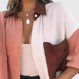 Juniper Blusa de Botones en Bloque de Color