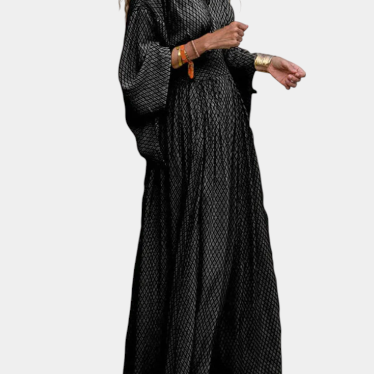 Anelia Vestido Maxi Geométrico con Escote en V