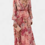 Amaliya Vestido Maxi Boho Floral con Mangas Largas y Cintura Definida