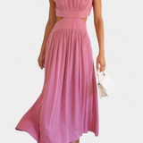 Jocelyn Conjunto Largo Minimalista con Escote Alto y Abertura Lateral