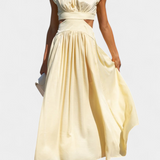 Jocelyn Conjunto Largo Minimalista con Escote Alto y Abertura Lateral