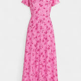 Amara Vestido Maxi Floral con Escote en V y Mangas Aladas