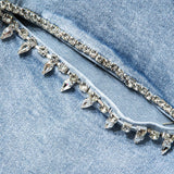 Evian Jeans Ripped Straight-Leg con Rhinestones