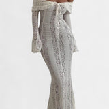 Rosalie Vestido Maxi Off-Shoulder de Encaje