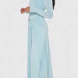 Fátima Vestido Ajustado Plisado con Detalles Metálicos