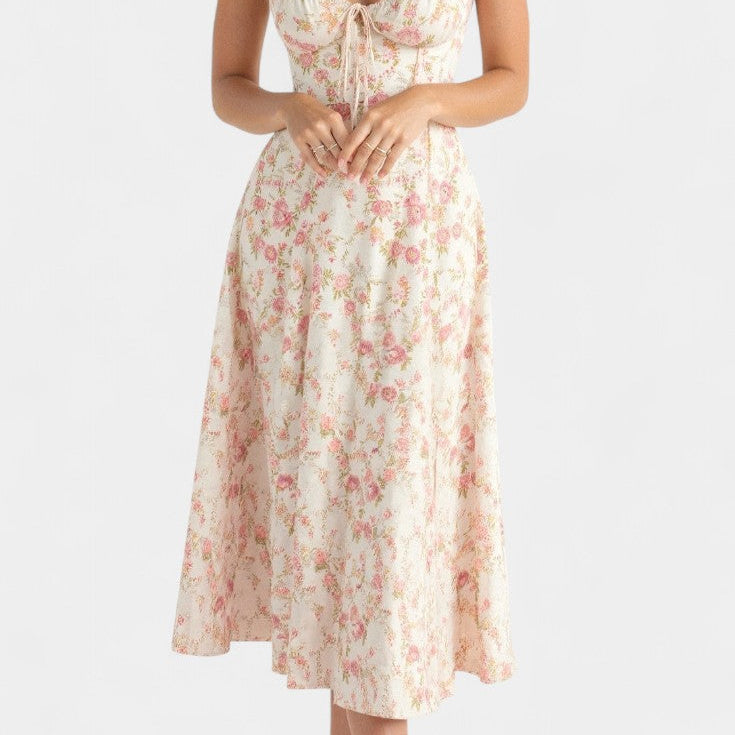 Flora Vestido Midi A-Line con Corsé