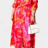 Essja Vestido Maxi de Manga Abullonada con Escote en V