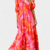 Essja Vestido Maxi de Manga Abullonada con Escote en V