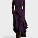 Sandra™ | Vestido maxi de punto asimétrico con cuello alto