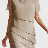 Mia Vestido de Gasa y Algodón con Flecos