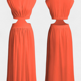 Jocelyn Conjunto Largo Minimalista con Escote Alto y Abertura Lateral