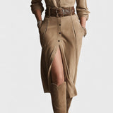 Adela™ | Vestido midi de gamuza marrón