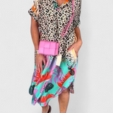 Gala Vestido Boho Casual con Estampado de Leopardo y Escote en V