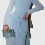 Fátima Vestido Ajustado Plisado con Detalles Metálicos