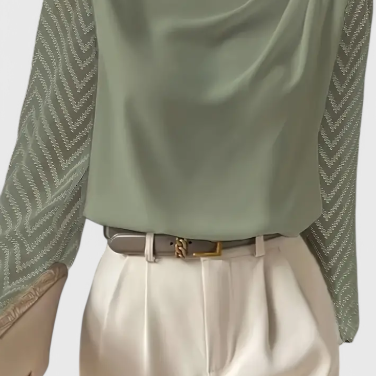 Zaraa Blusa Elegante de Manga Transparente