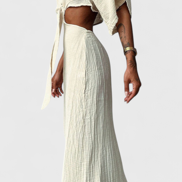 Myra Vestido Fluido con Lazo Frontal y Cut-Outs