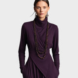 Sandra™ | Vestido maxi de punto asimétrico con cuello alto