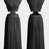 Jocelyn Conjunto Largo Minimalista con Escote Alto y Abertura Lateral