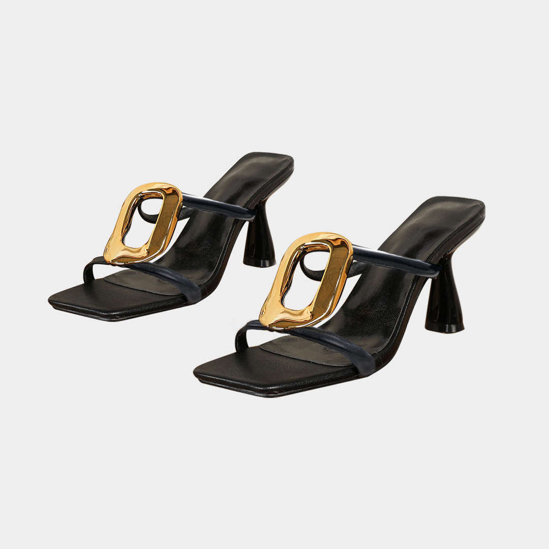 Tacones Metálicos de Punta Cuadrada