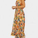 Fiona Vestido Midi de Impresión Vibrante