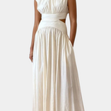 Jocelyn Conjunto Largo Minimalista con Escote Alto y Abertura Lateral