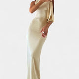 Hope Vestido Maxi Drapado de Un Hombro