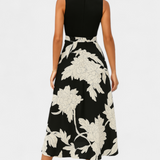 Raquel Vestido con Top de Punto y Falda Floral con Abertura