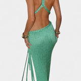 Jamie Vestido Maxi de Punto con Detalle de Cintura de Cable