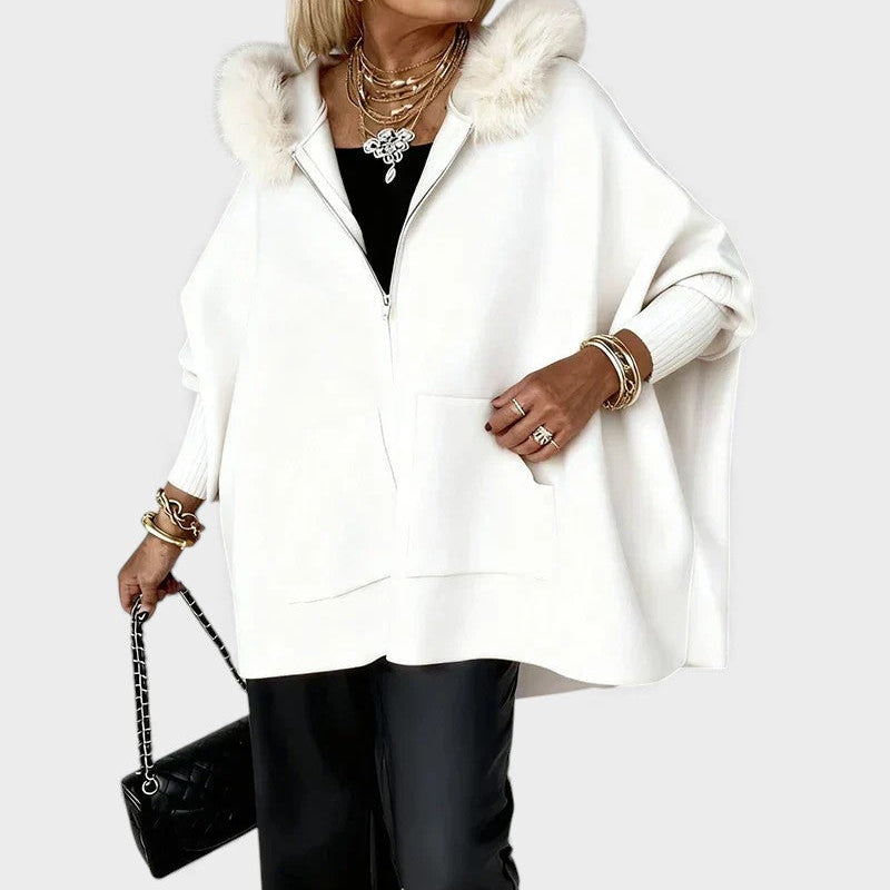 Miranda™ | Abrigo casual con capucha y cuello de pelo