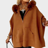 Miranda™ | Abrigo casual con capucha y cuello de pelo