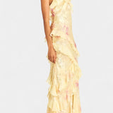 Fawn Vestido Maxi con Volantes Florales